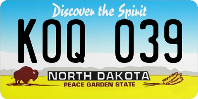 ND license plate KOQ039
