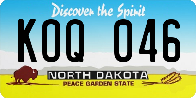 ND license plate KOQ046