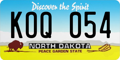 ND license plate KOQ054