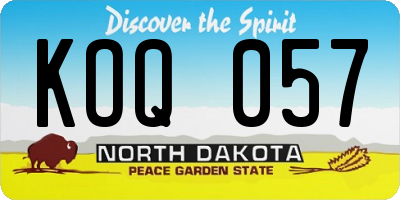 ND license plate KOQ057