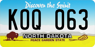 ND license plate KOQ063