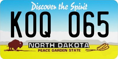 ND license plate KOQ065