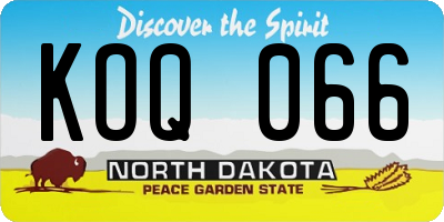 ND license plate KOQ066