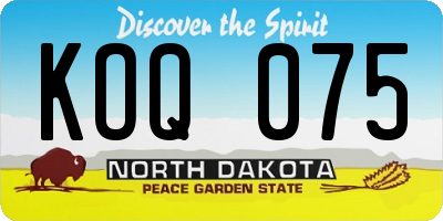 ND license plate KOQ075