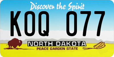 ND license plate KOQ077