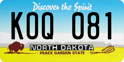 ND license plate KOQ081