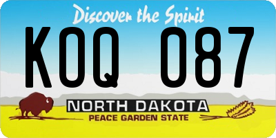 ND license plate KOQ087