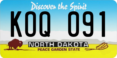 ND license plate KOQ091
