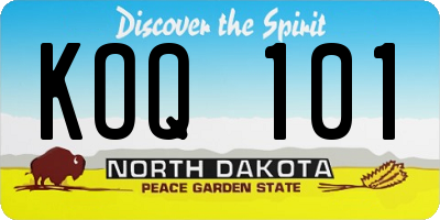 ND license plate KOQ101