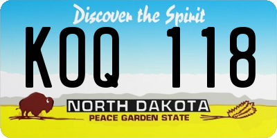 ND license plate KOQ118