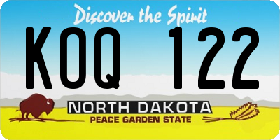 ND license plate KOQ122