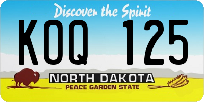 ND license plate KOQ125