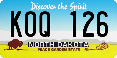 ND license plate KOQ126