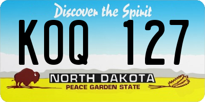 ND license plate KOQ127