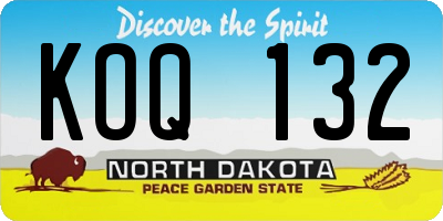 ND license plate KOQ132