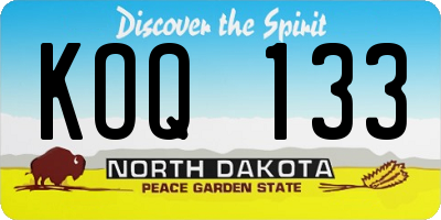 ND license plate KOQ133