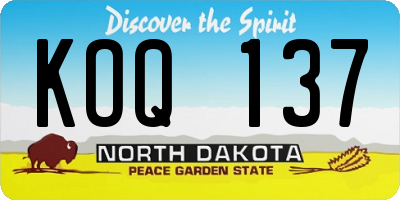 ND license plate KOQ137