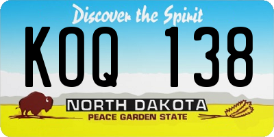 ND license plate KOQ138