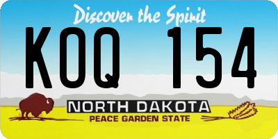 ND license plate KOQ154
