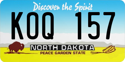 ND license plate KOQ157