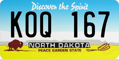 ND license plate KOQ167