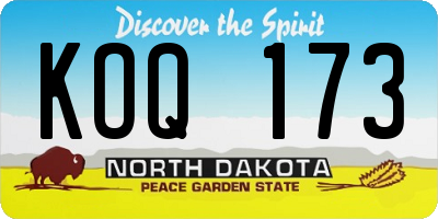 ND license plate KOQ173