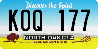 ND license plate KOQ177