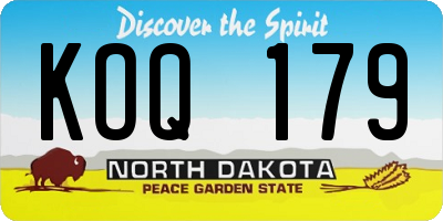 ND license plate KOQ179