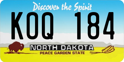ND license plate KOQ184