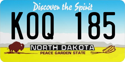 ND license plate KOQ185