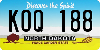 ND license plate KOQ188