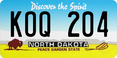 ND license plate KOQ204