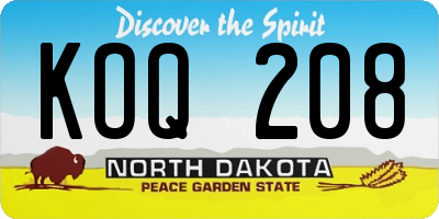 ND license plate KOQ208