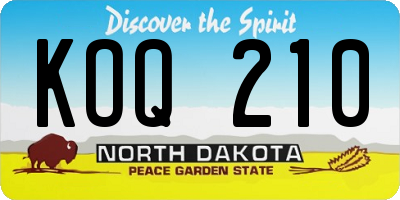 ND license plate KOQ210