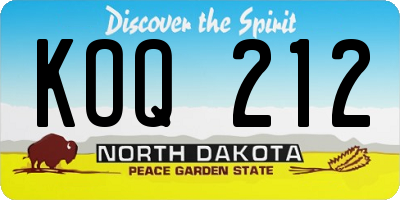ND license plate KOQ212