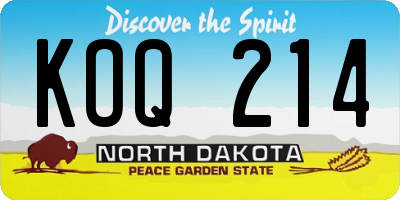 ND license plate KOQ214
