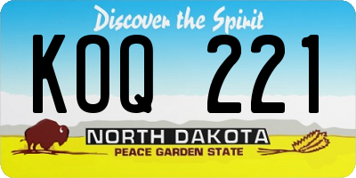 ND license plate KOQ221