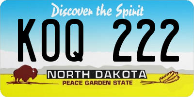ND license plate KOQ222