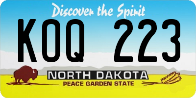 ND license plate KOQ223