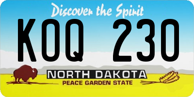 ND license plate KOQ230