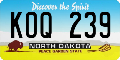 ND license plate KOQ239
