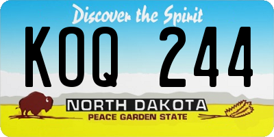 ND license plate KOQ244