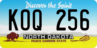 ND license plate KOQ256