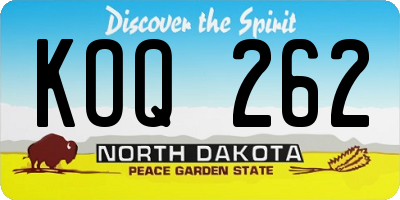 ND license plate KOQ262