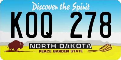 ND license plate KOQ278