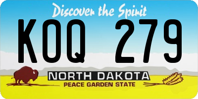 ND license plate KOQ279