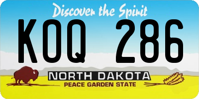 ND license plate KOQ286