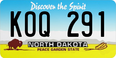 ND license plate KOQ291