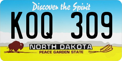 ND license plate KOQ309