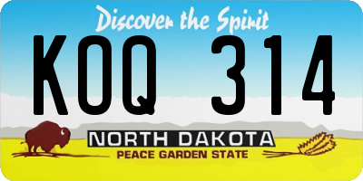 ND license plate KOQ314